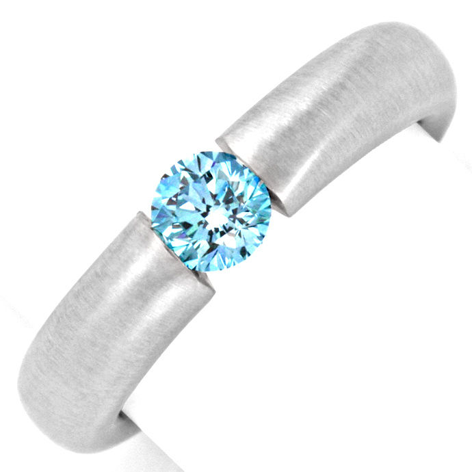 Goldring Diamant Blau Fancy Intense Blue Treated, aus Designer-Solitär-Diamantringe Brillantringe