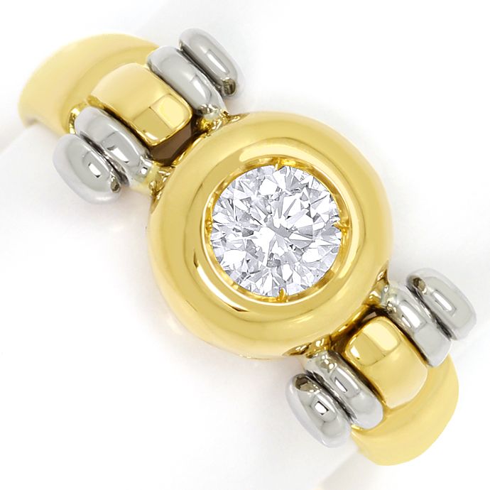 Nieten Ring mit 0,38ct Brillant-Solitär in massiv Gold, aus Designer-Solitär-Diamantringe Brillantringe