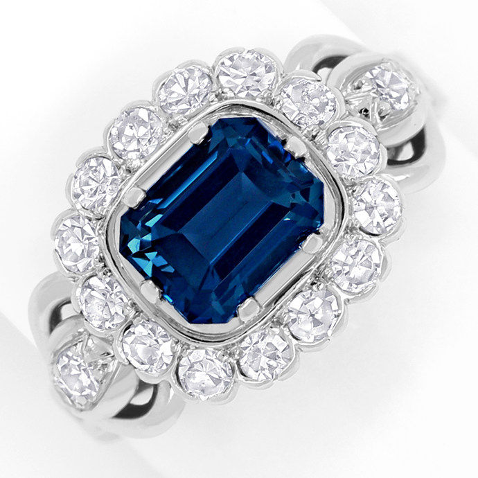Weißgoldring 2,24ct London Blue Topas 0,70ct Diamanten, aus Edelstein Farbstein Ringen