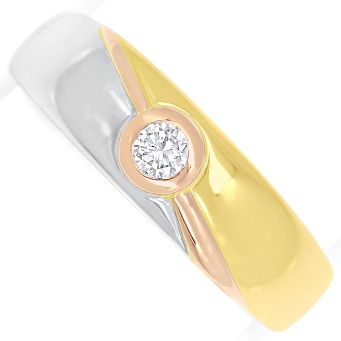 Diamantring mit 0,12ct River Brillant 18K Tricolor Gold, aus Designer-Solitär-Diamantringe Brillantringe