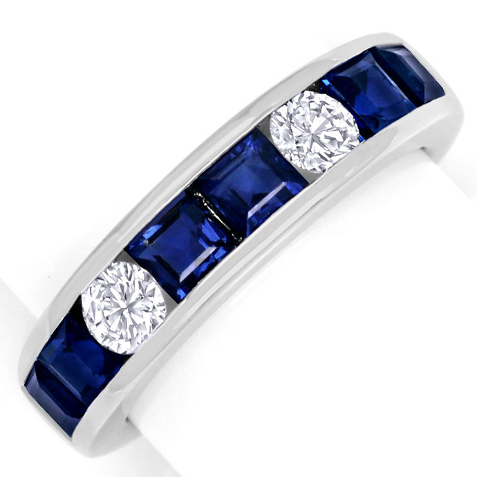 Allianz Ring mit Brillanten und 2ct Spitzen Safiren 18K, aus Edelstein Farbstein Ringen