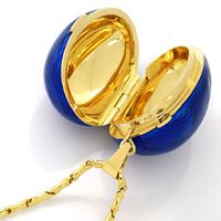 zum Artikel Goldkollier blau emailliertes Ei Medaillon an Goldkette, S9680