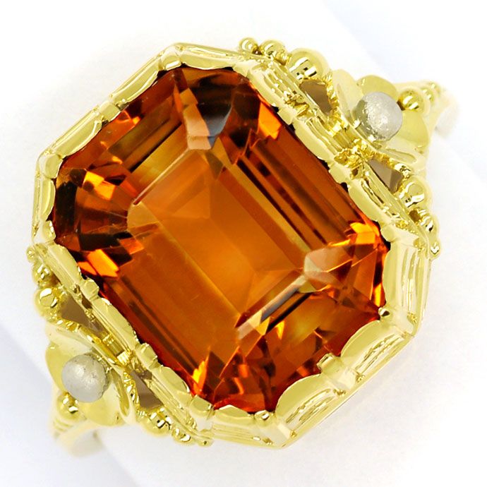Goldring mit 5,7ct Spitzen Madeira Citrin in 585er Gold, aus Edelstein Farbstein Ringen