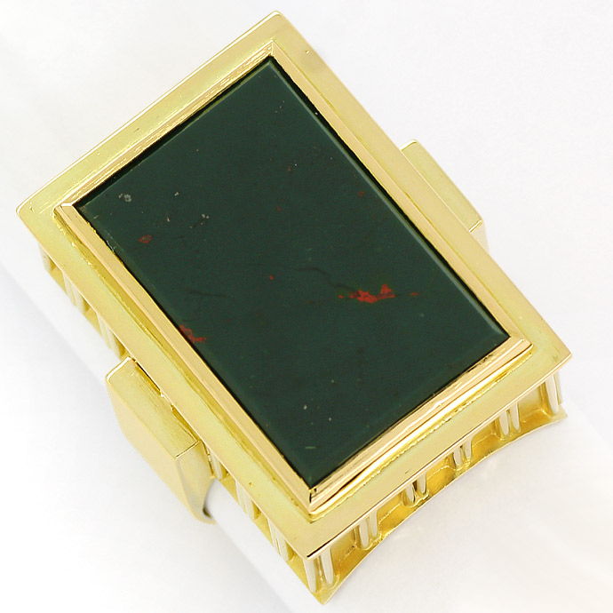 Monumentaler Handarbeitsring Blutjaspis in 14K Gelbgold, aus Edelstein Farbstein Ringen
