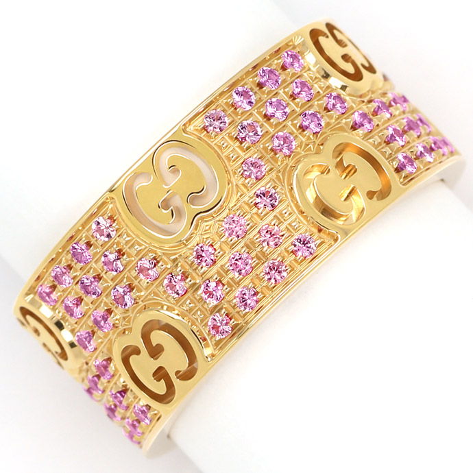 Gucci Icon Stardust Ring breit 110 rosa Saphire Rotgold, aus Edelstein Farbstein Ringen