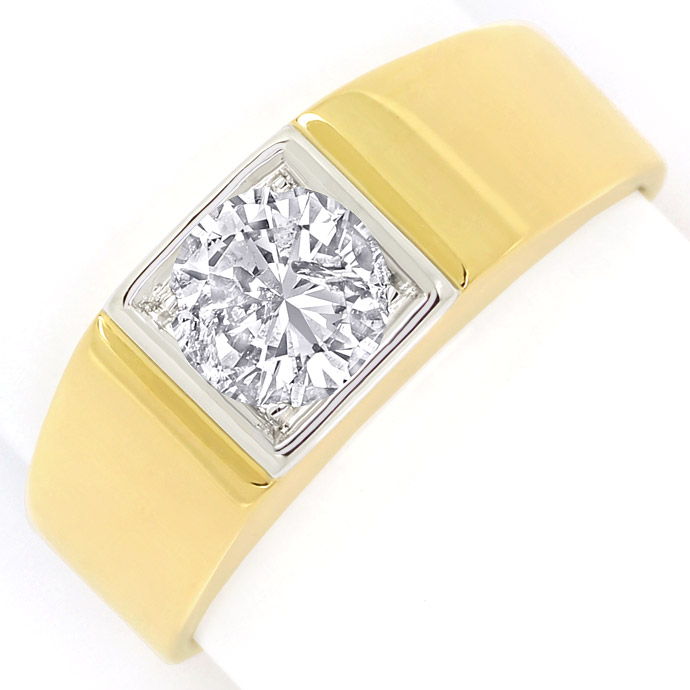 Klassischer Einkaräter Ring 1,05ct Brillant 18K Bicolor, aus Designer-Solitär-Diamantringe Brillantringe