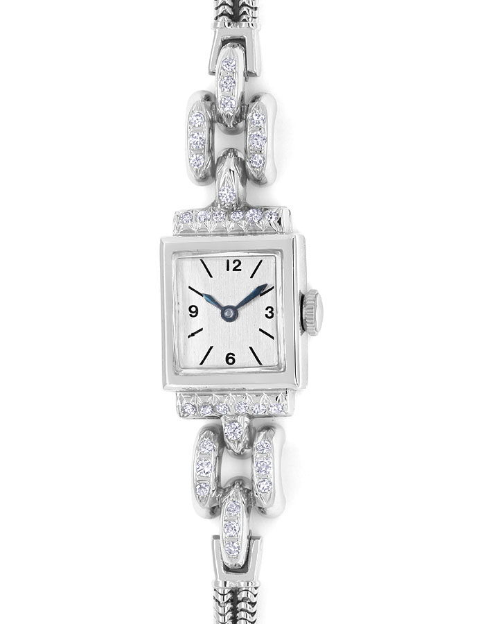 Foto 2 - Herwalt antike Damen Uhr mit Diamanten in 14K Weißgold, U2138