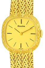 Bulova Damen-Armbanduhr massives Fischgrätband 14K Gold