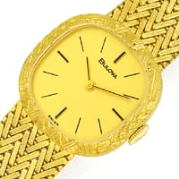 zum Artikel Bulova Damen-Armbanduhr massives Fischgrätband 14K Gold, U2591