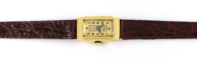 Foto 1 - Antike ZentRa Damenuhr 14K Gelbgold Krokoband, U2608