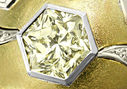 Diamant Fire-Rose Schliff, Hexagon Cut Diamond, Zitrone - Yellow