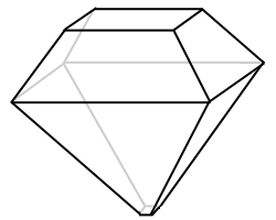 Dickstein / Tafelstein als Oktaeder Rohdiamant mit 1 gekappter Spitze