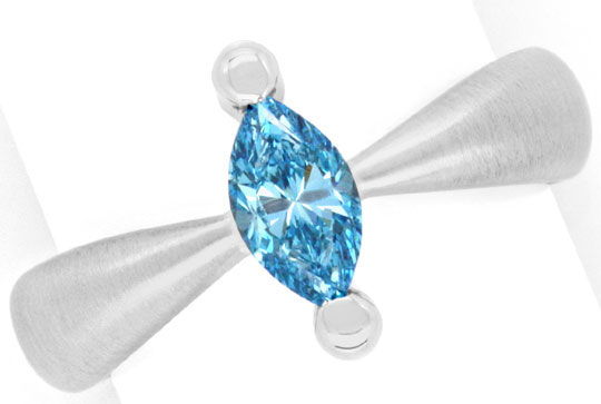 Diamantring Handarbeit, blauer Diamant fancy blue diamond treated